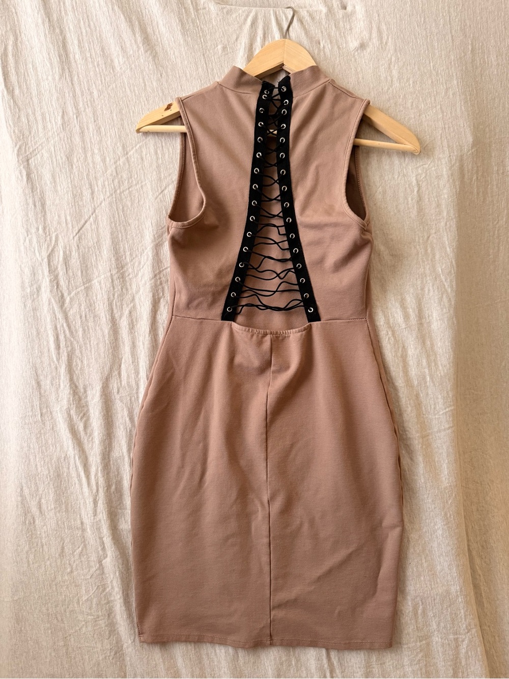 Charlotte Russe Sleeveless Bodycon Dress with Lace-Up Back